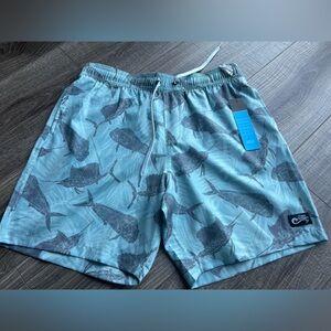 Kids Swim Trunks - Blue with fish print NWT